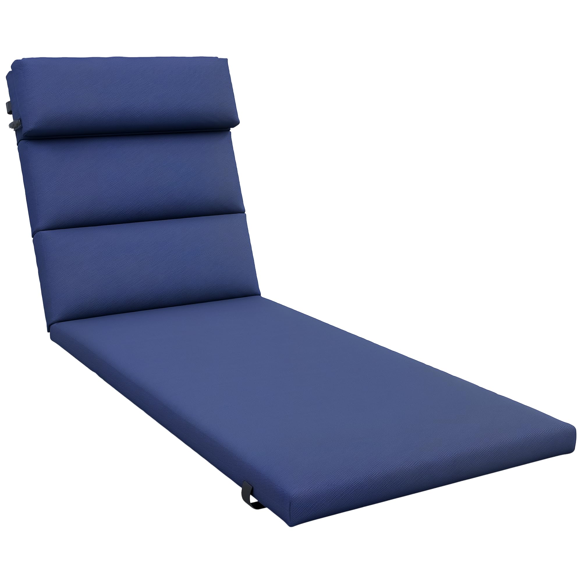 Outsunny Sonnenliegen-Kissen 2er Set – 190x56x10 Cm, UPF20+, Mit 6 Bändern, Khaki, Ersatzpolster Für Gartenliegen