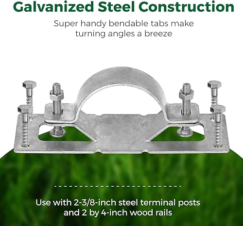 Miniatura 3 de Paquete de 12 soportes para vallas, marco de madera galvanizada, se utilizan para fijar una valla de madera a un eslabón de cadena, cualquiera