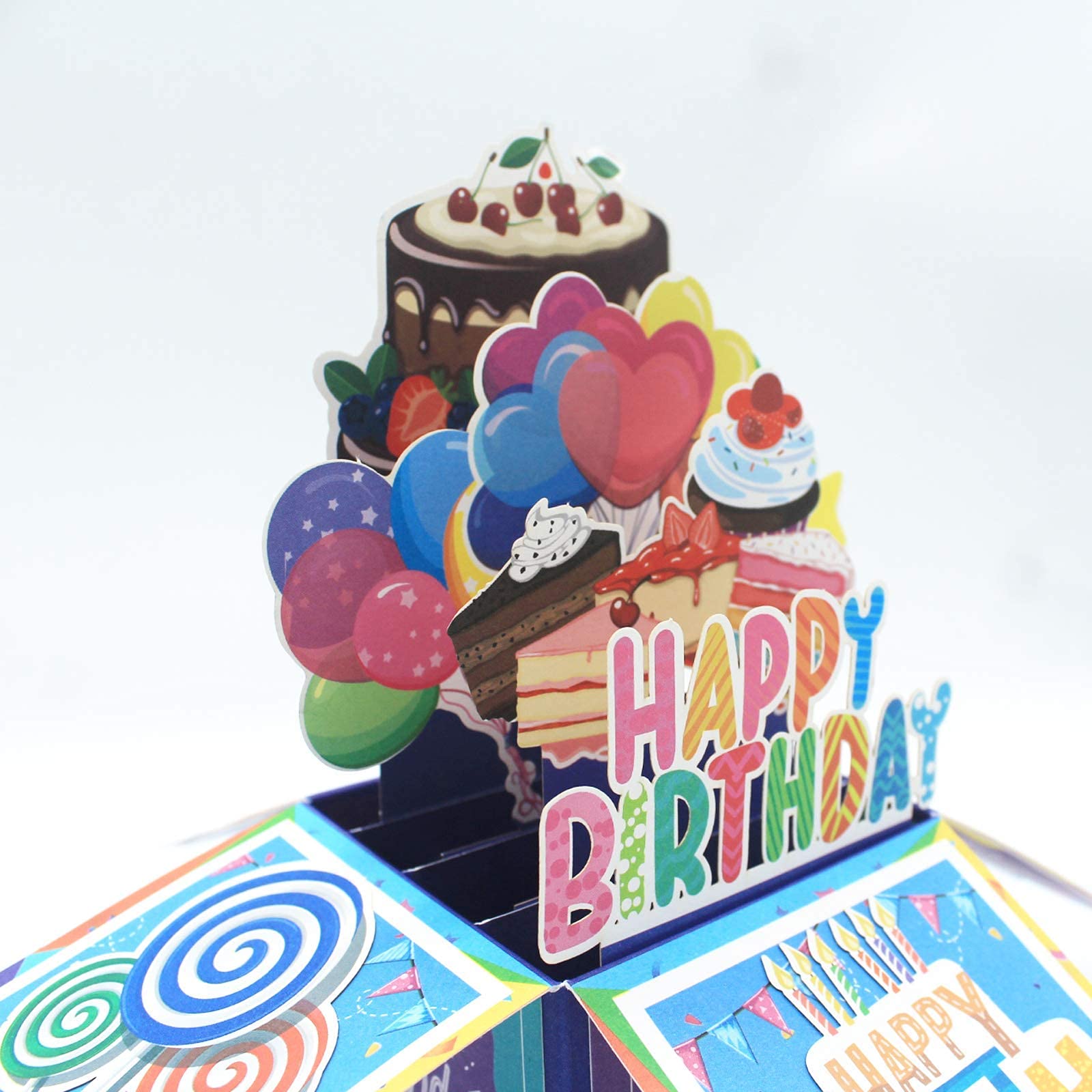 Carte D'anniversaire Pop-up 3D Avec Gâteau Et Feux D'artifice - Inclut Carte à Message
