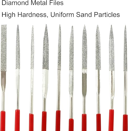 Miniatura 5 de Juego de 10 limas de diamantes pequeños, lima de aguja plana de metal redondo, cuadrado, triangular, limas de micro tallado para joyeros, metal,