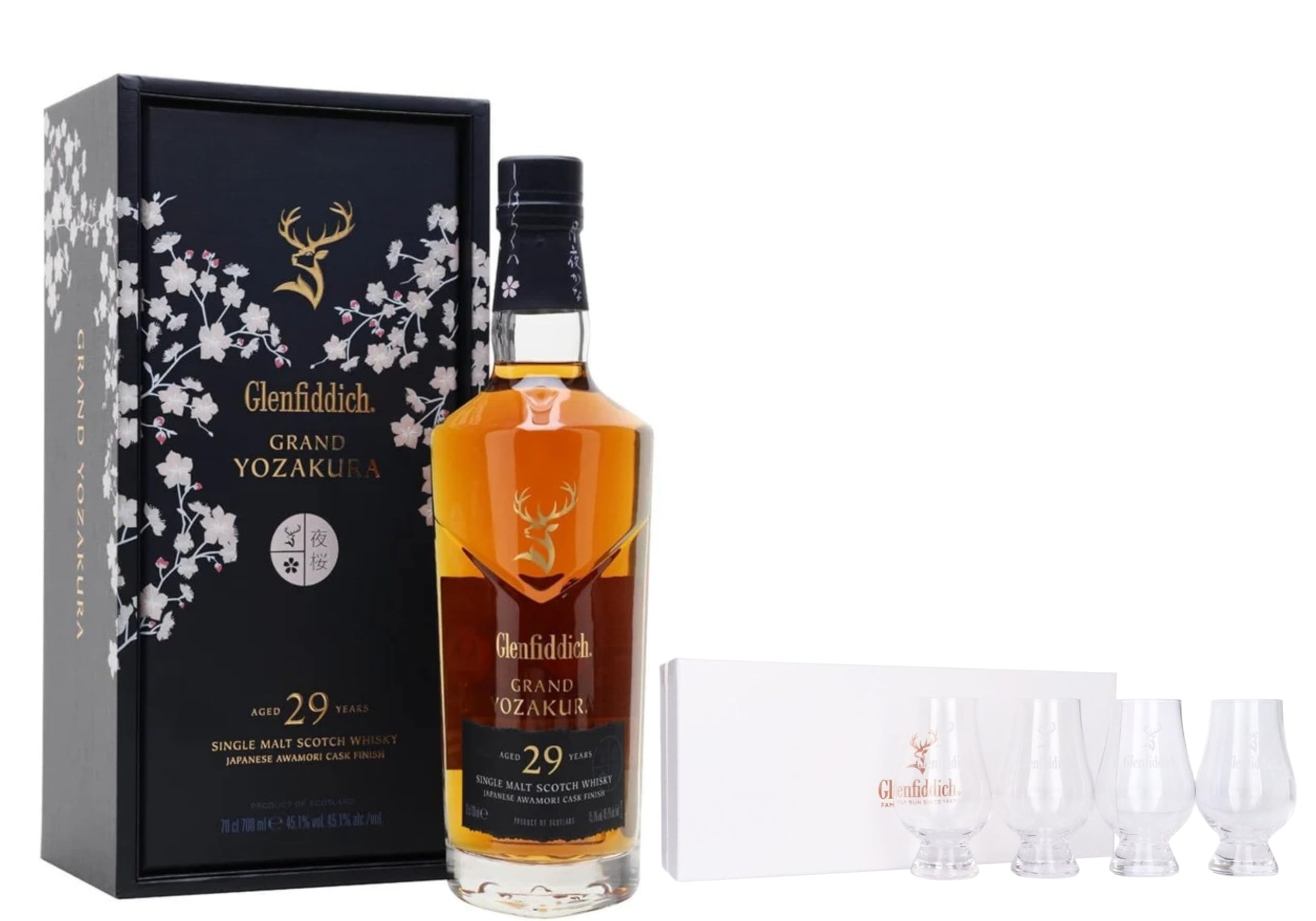 Glenfiddich - Grand Yozakura - 29 year old Whisky 70cl 45.1% ABV + Glenfididch branded Glasses