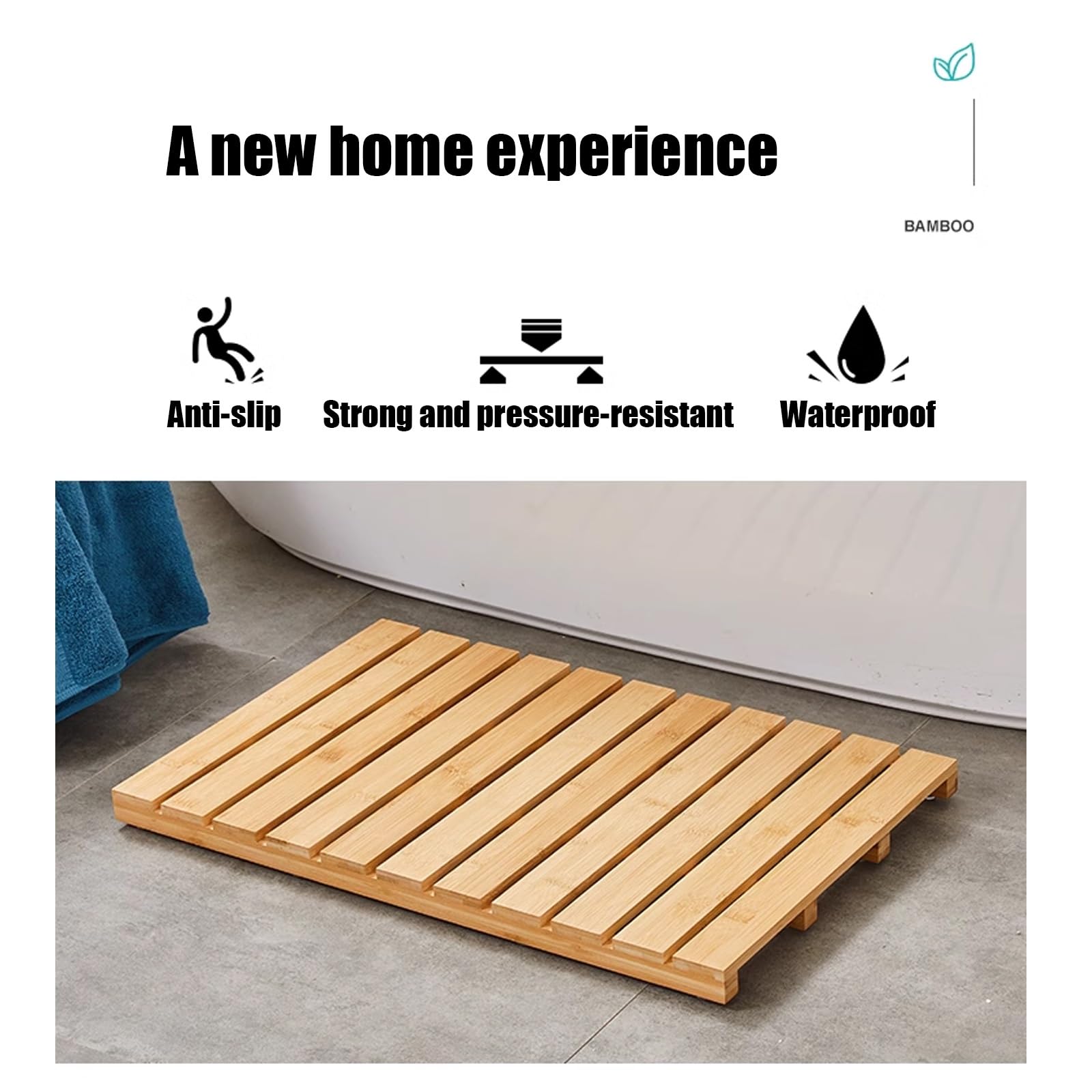 Pedana Doccia Legno,pedana Legno Doccia,Tappetini da docciapedana Doccia Esterna Giardino,per Sauna, Spa, Cucina, Ingresso, Ufficio,Tappetino Doccia in bambù(Natural,W70xL80cm/W28xL31in)