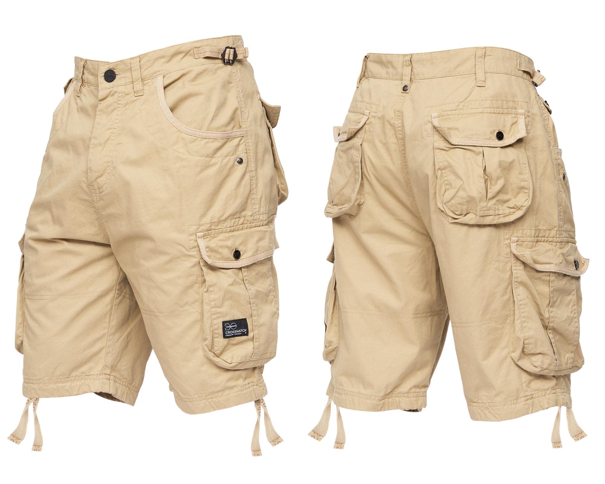 Crosshatch Men's Tan New Knee Length Combat Cargo Camo Denim Summer Shorts By Jeanbase 38