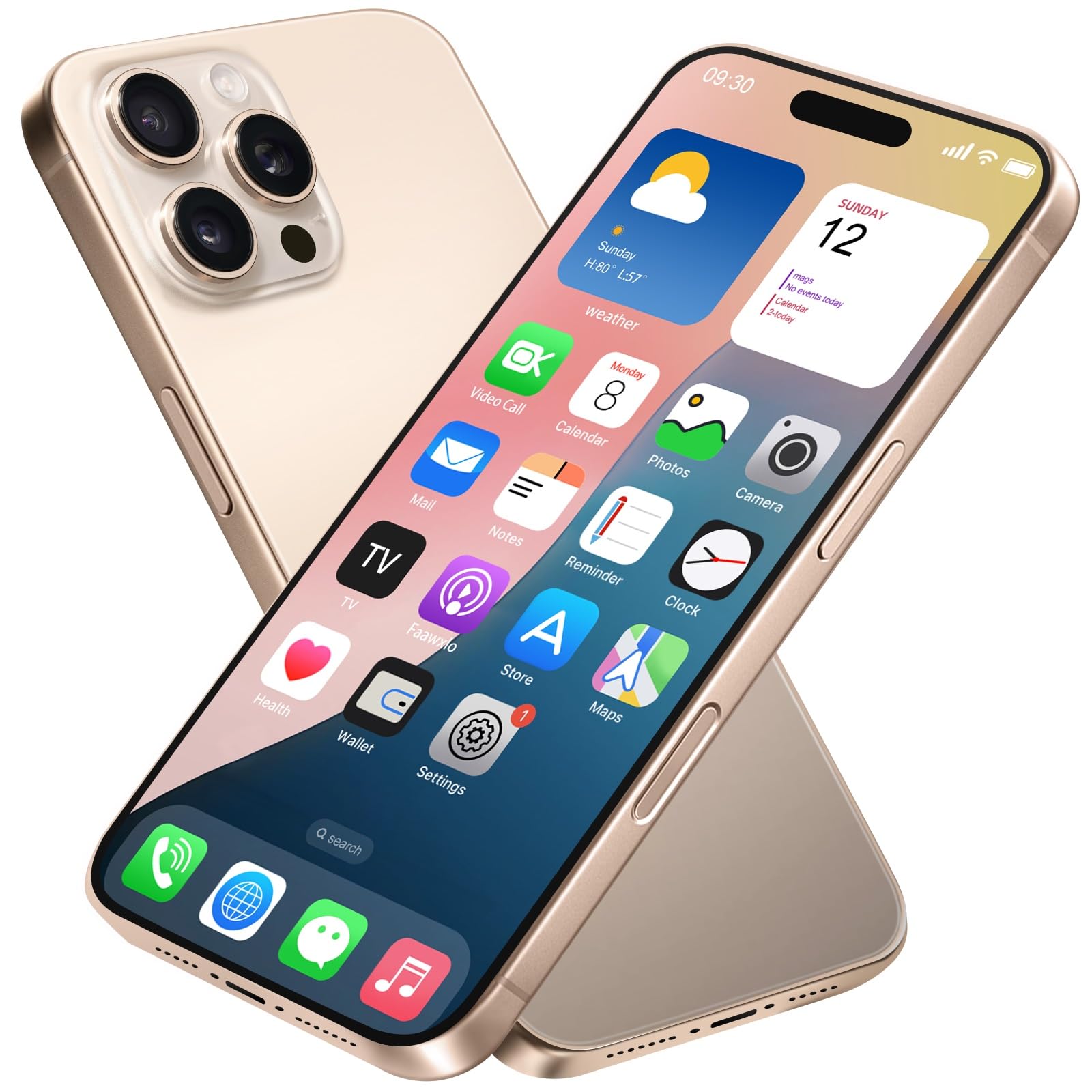 Dummy Fake Phone Model, Looks Like The RealPhone Compatible with Phone16 PM, for Cell Phone Store Display or Send a ToyPhone for Kids(16ProMax,Desert Titanium,The Screen is Printed with Patterns)