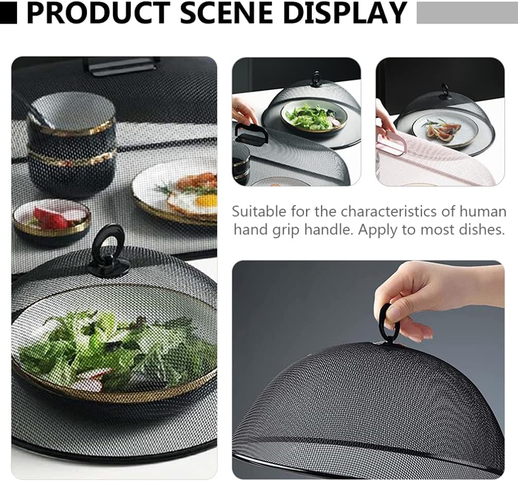 2pcs Mesh Food Cover Stainless Steel Food Tent Dining Table Food Lid Dish Cover Bugs, Reusable Fine Mesh Food Covers for Outdoors