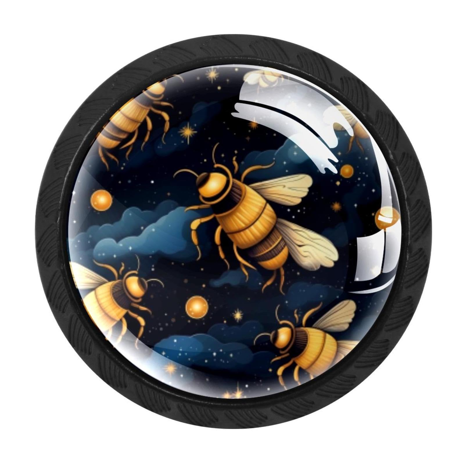 Chenzzzz Multicolored 04 4Pcs Starry Bee Dresser Knob Round Glass Drawer Knobs Pulls Cabinet Handle For Home Kitchen Office Bathroom Wardrobe Cupboard