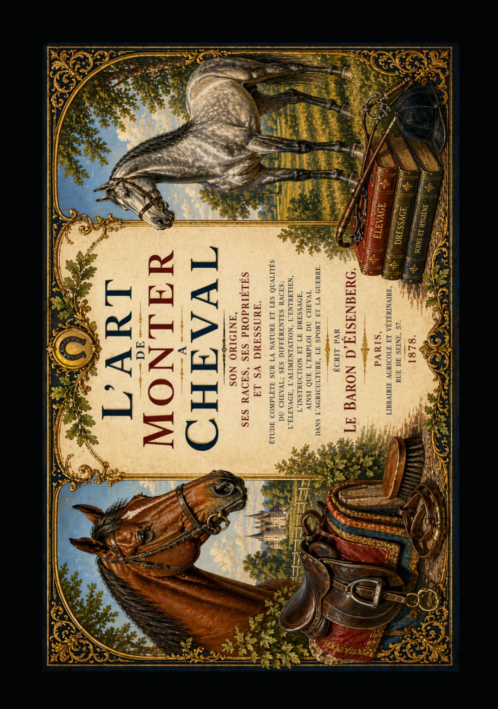 L’art de monter à cheval: ou Description du manège moderne, dans sa perfection.