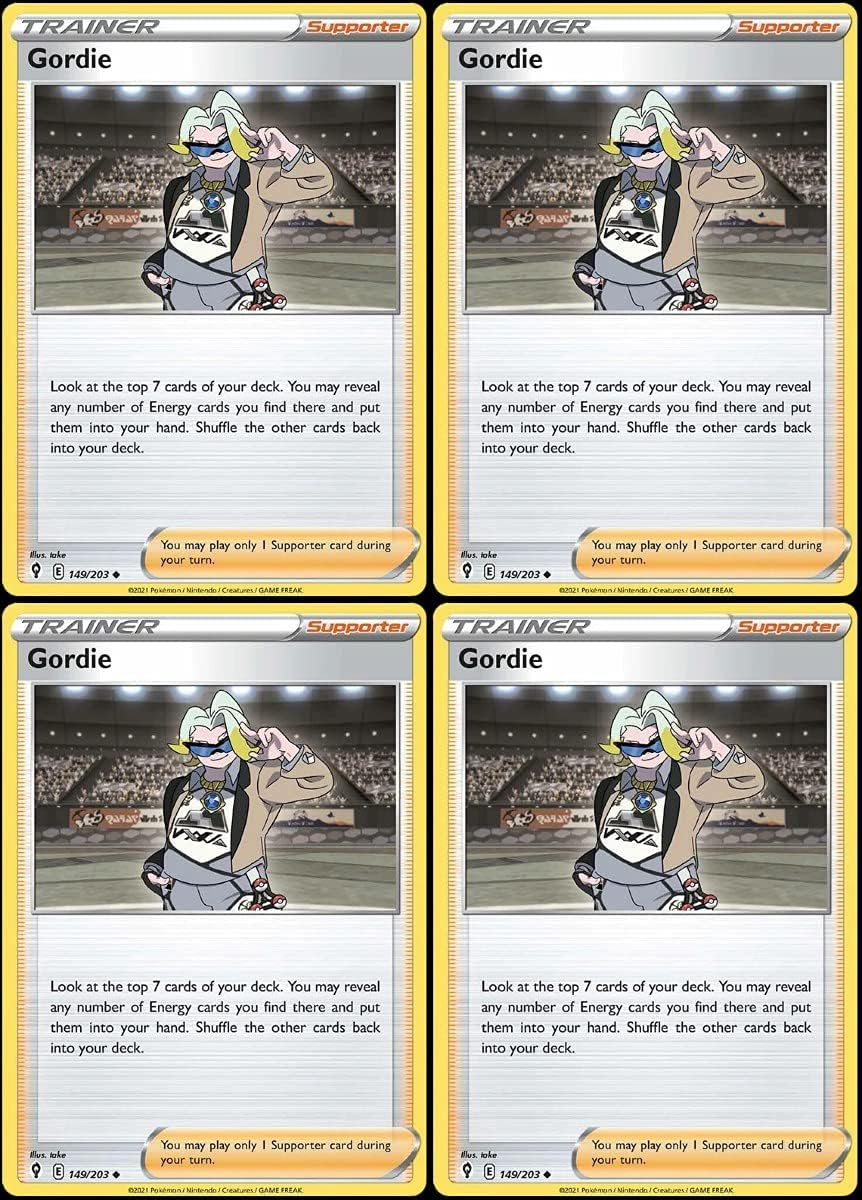 Gordie 149/203 - Evolving Skies- Pokemon Trainer Supporter Card Lot - Playset x4