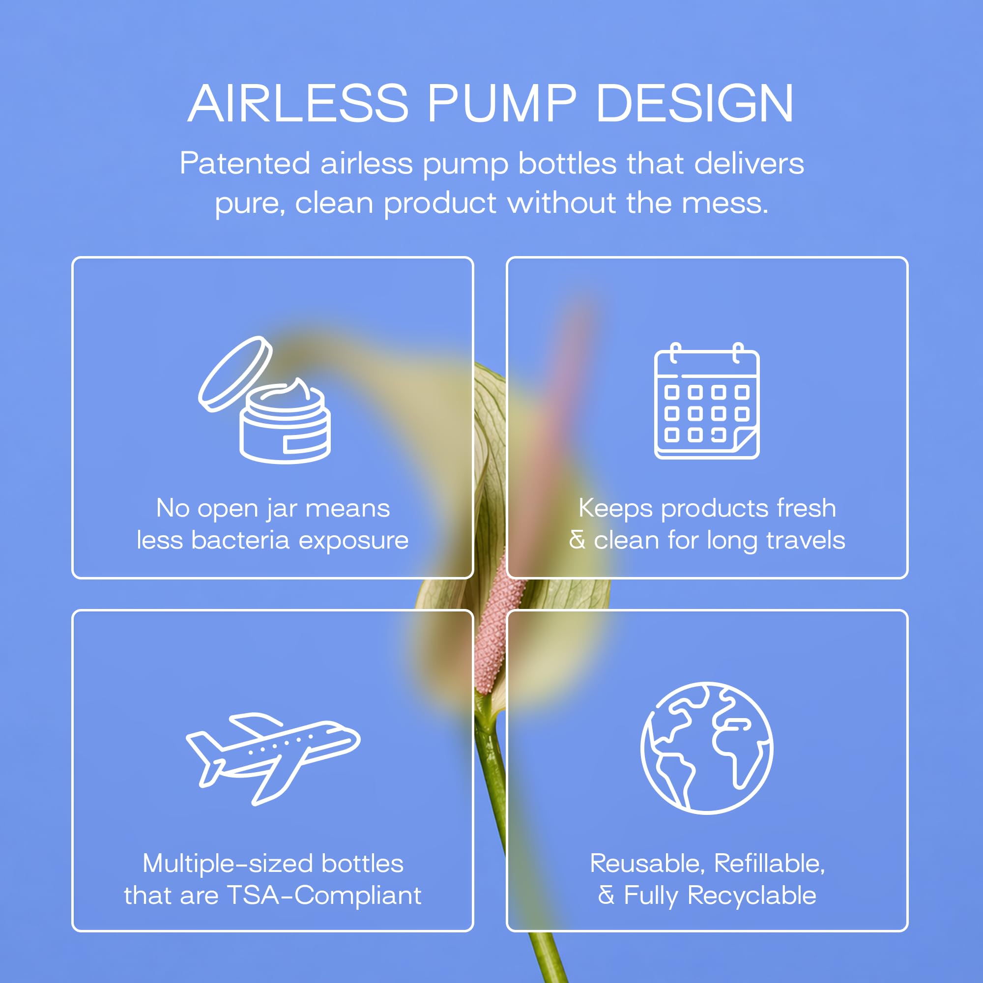 RIES Refillable Travel Toiletry Bottles with Airless Pump