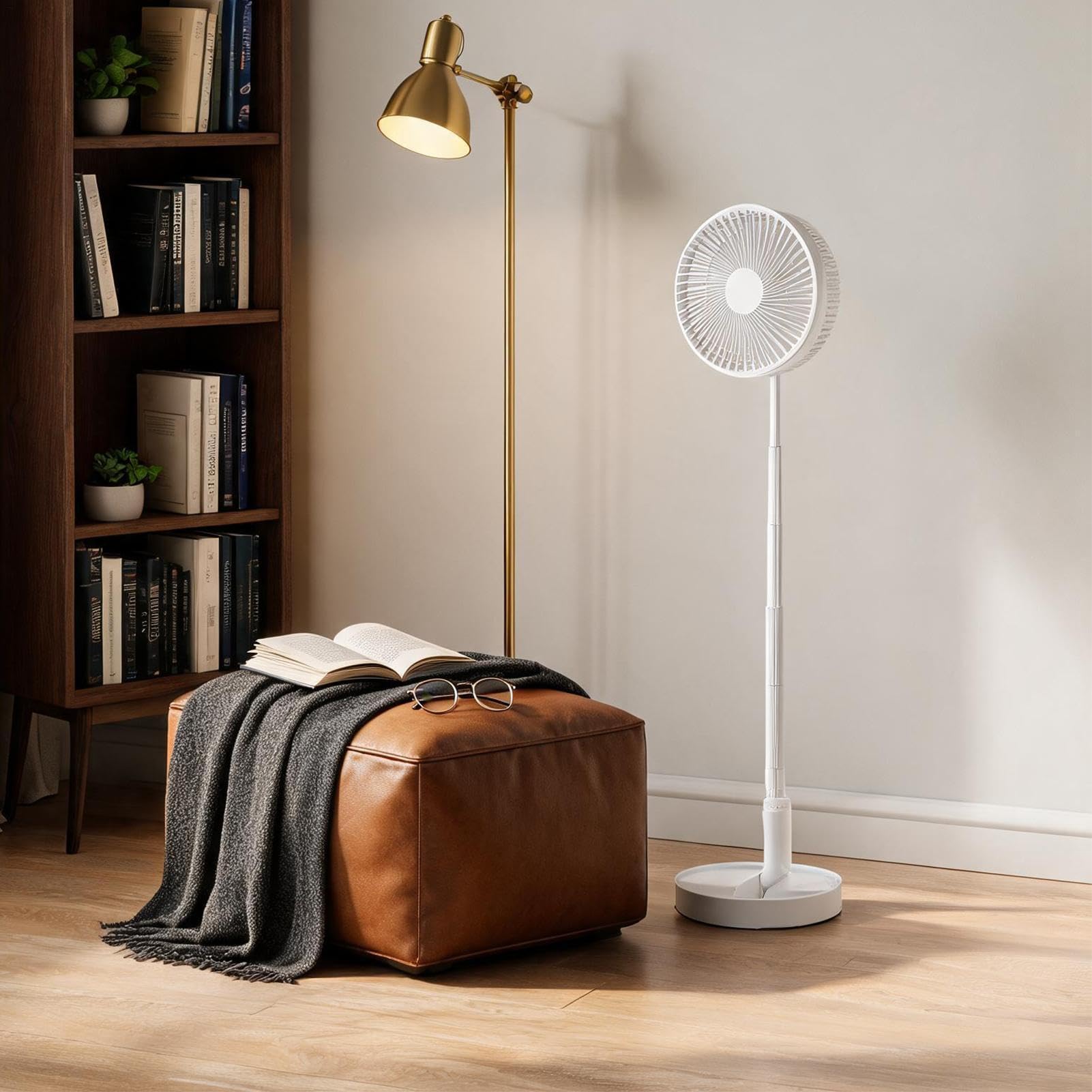 Ventilatore oscillante portatile da 7200 mAh, pieghevole, 4 velocità, per casa, ufficio, campeggio, dormitorio, ventilatore da tavolo regolabile per interni ed esterni