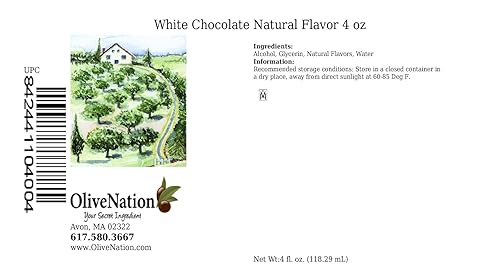 OliveNation Sabor natural de chocolate blanco - 4 onzas - Sabor de calidad premium para hornear