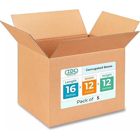 IDL Packaging Medium Corrugated Moving Boxes 16"L x 12"W x 12"H