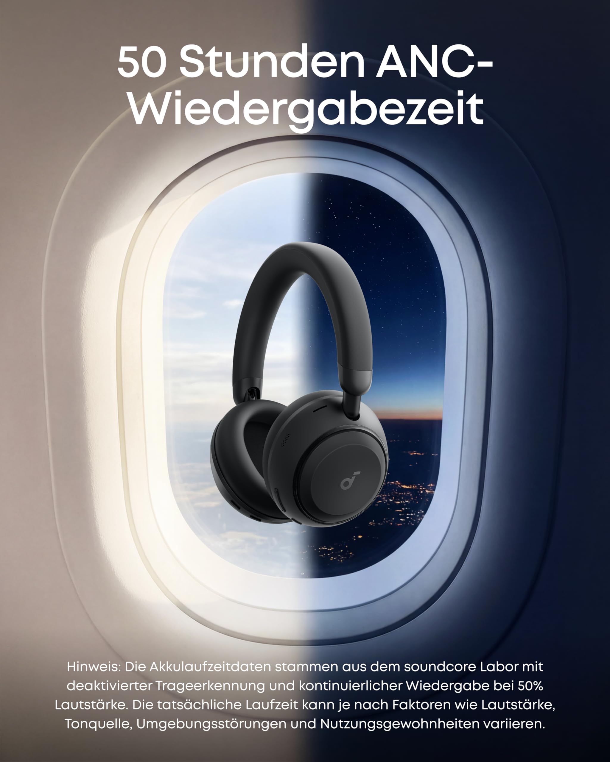 soundcore Space 2 by Anker, Noise Cancelling Kopfhörer, bequem, 50h Akku, LDAC Hi-Res Wireless Audio, Duale Verbindungen, klare Telefonate, Bluetooth 6.1, Nap-Modus, Trageerkennung