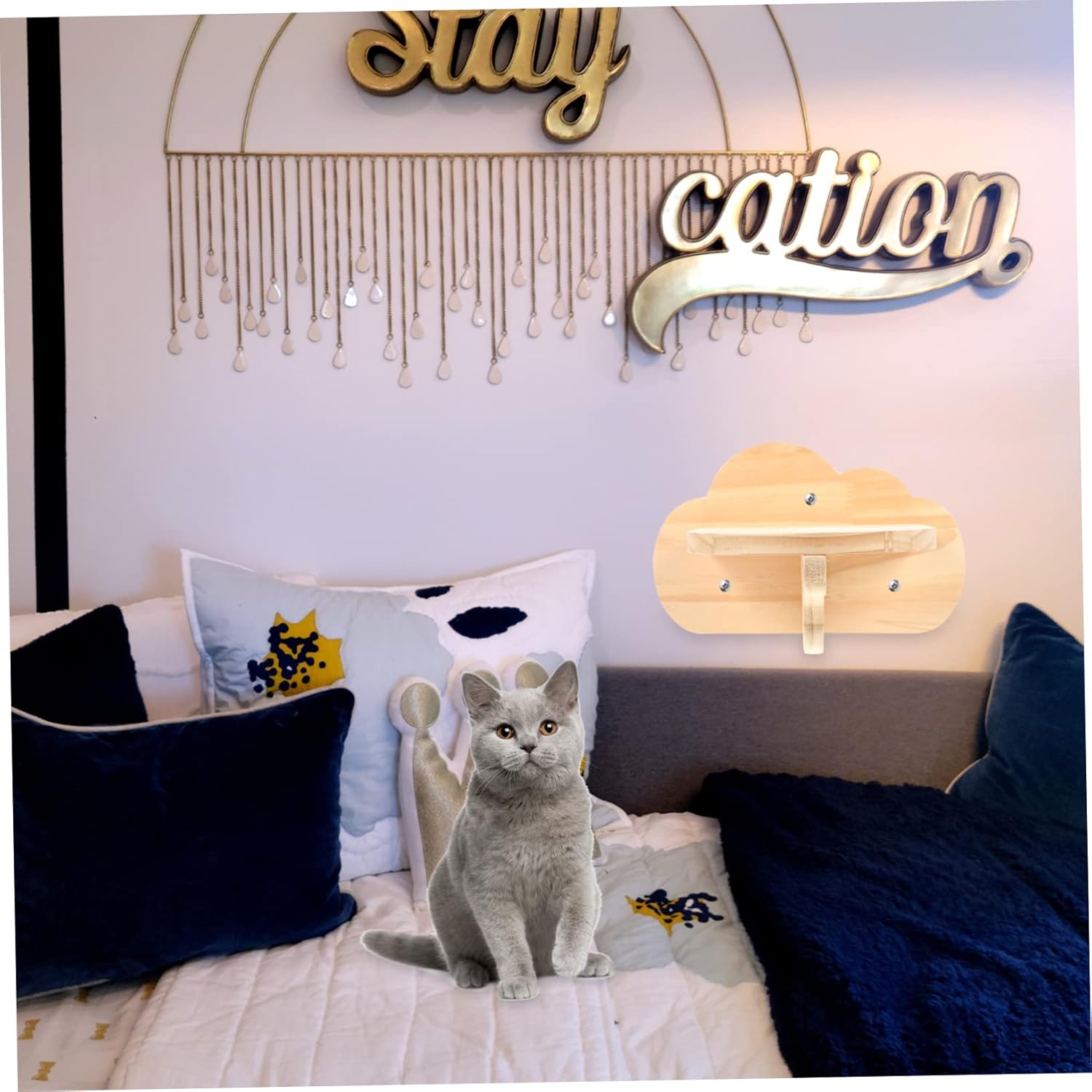 BESPORTBLE 2pcs Wall-Mounted Wooden Cat Wall Steps Cat Rest Platform Climbing Shelves for Indoor Sturdy Jumping Steps Furniture for Wall