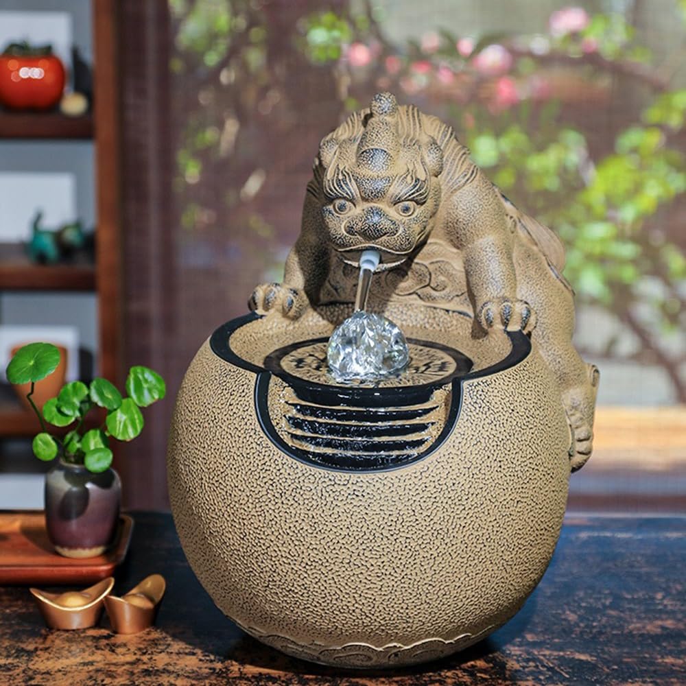 Fuente de Escritorio Adornos de Agua Corriente de Escritorio Modernos, Fuente pequeña de Agua circulante, decoración del hogar con Doble Baile Fuente de Interior Cascada