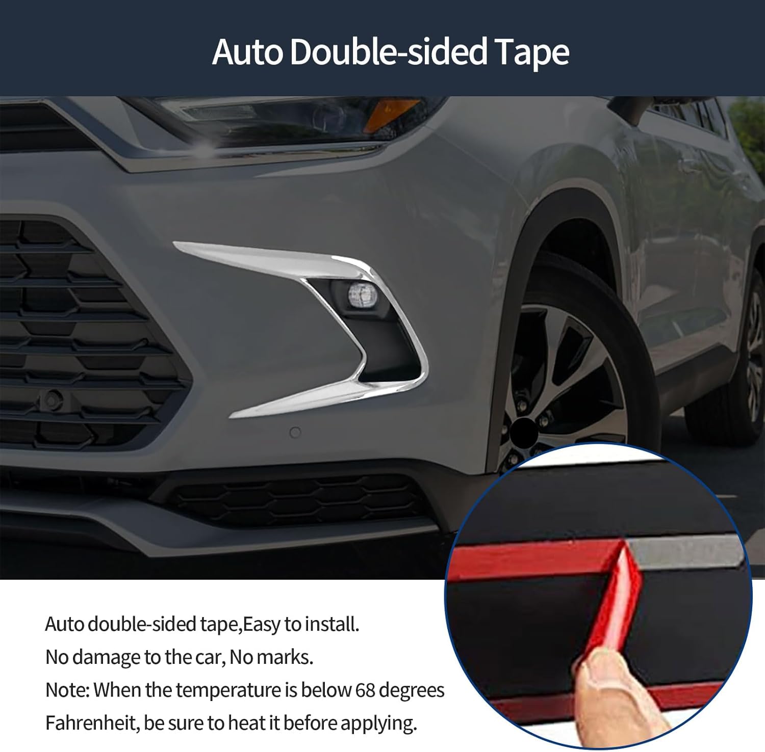 Front Fog Lights Covers Compatible With Toyota New Grand Highlander 2024 2025 2026 Fog Lamp Frame Trim Replacement Exterior Car Accessories ABS 2PCS(Glossy Chrome Style)