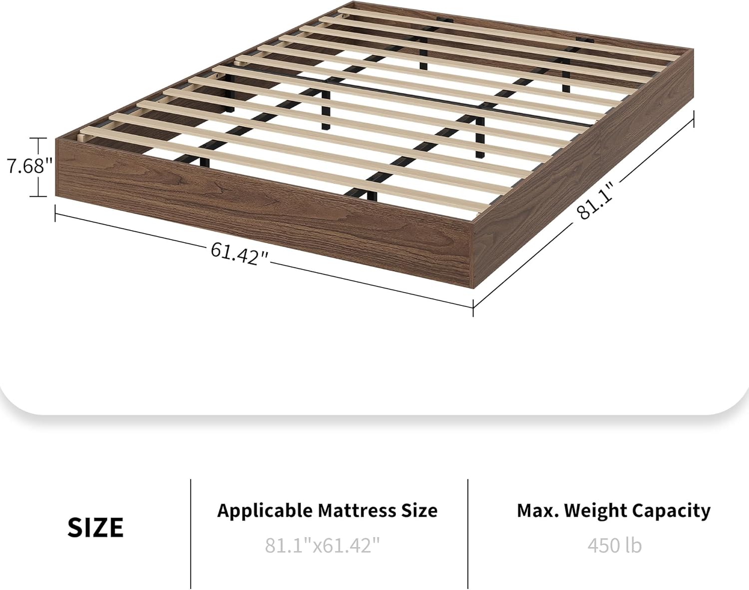 King Size Solid Wood Platform Bed, Modern Minimalist Floor-Standing Design with Robust Wooden Slats | Noise-Free, Space-Saving, No Box Spring Required | Easy Assembly for Luxurious Mast