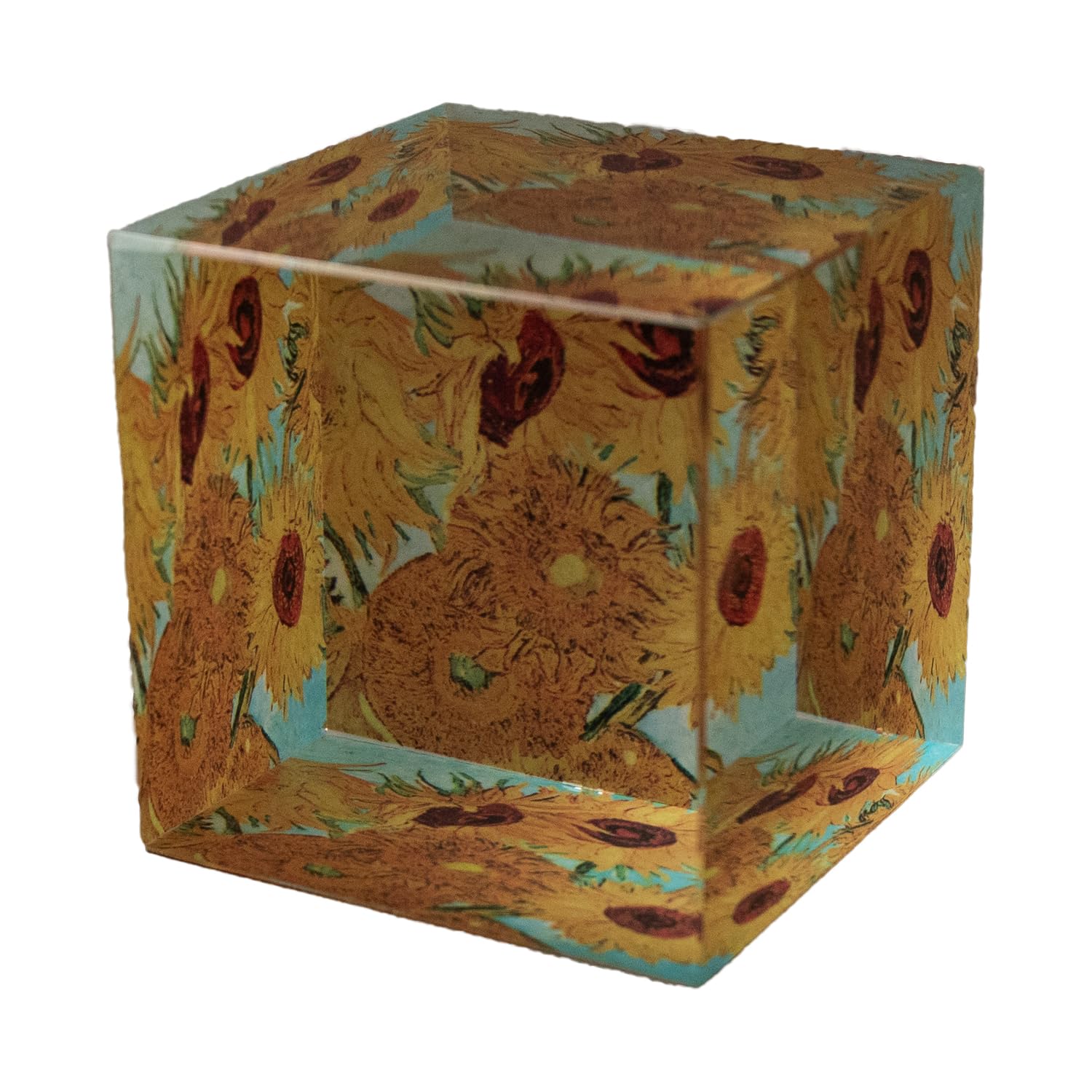 Rectangular Glass Paperweight Square Design Van Gogh - Sunflowers 6 x 6 cm — image 1