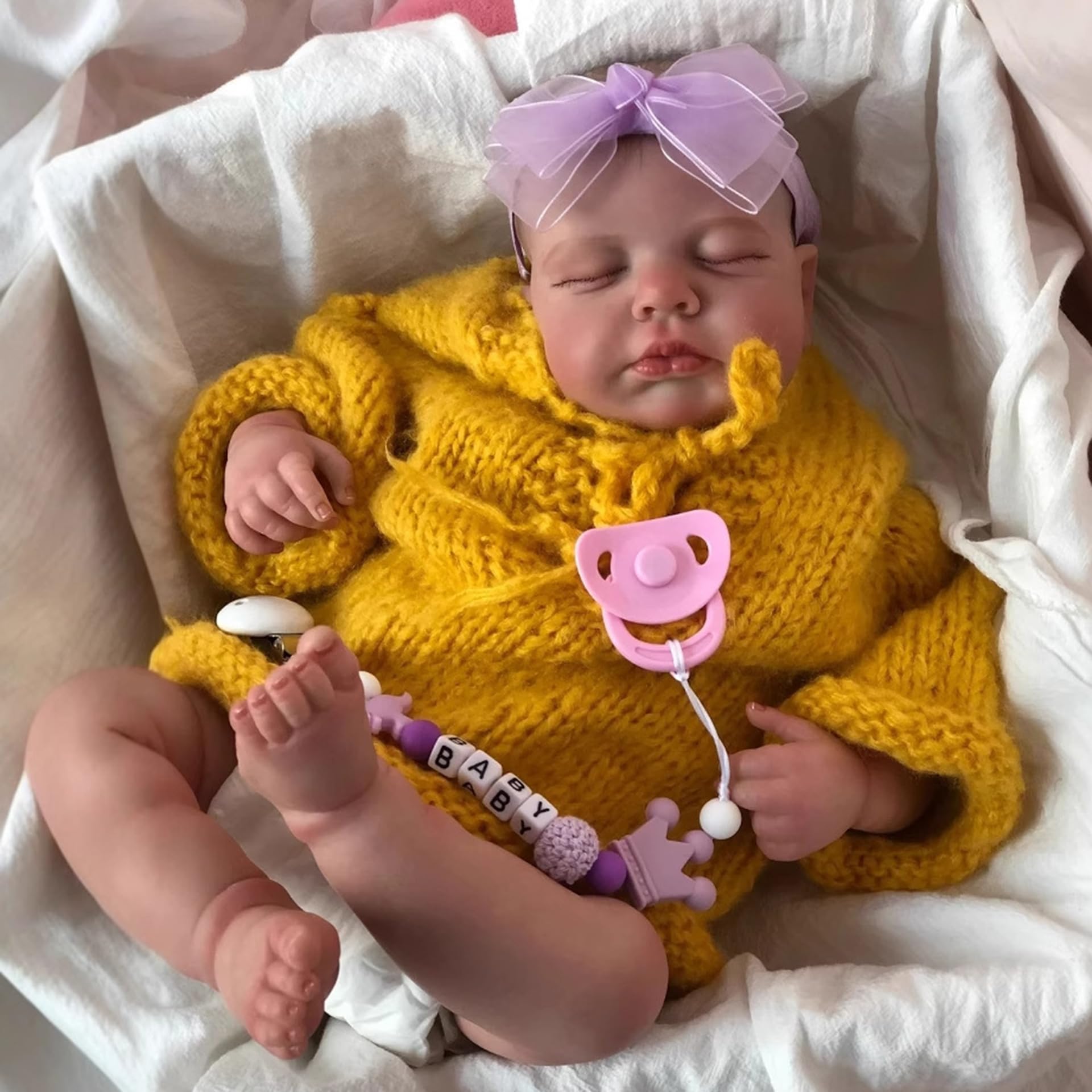 YIHANGG 49cm Bambola Bebe Reborn Realistica Maschio Bambole Reborn Che Sembrano Vere Occhi Chiusi Bambolotto Neonato Reborn Compleanno Natale Regalo
