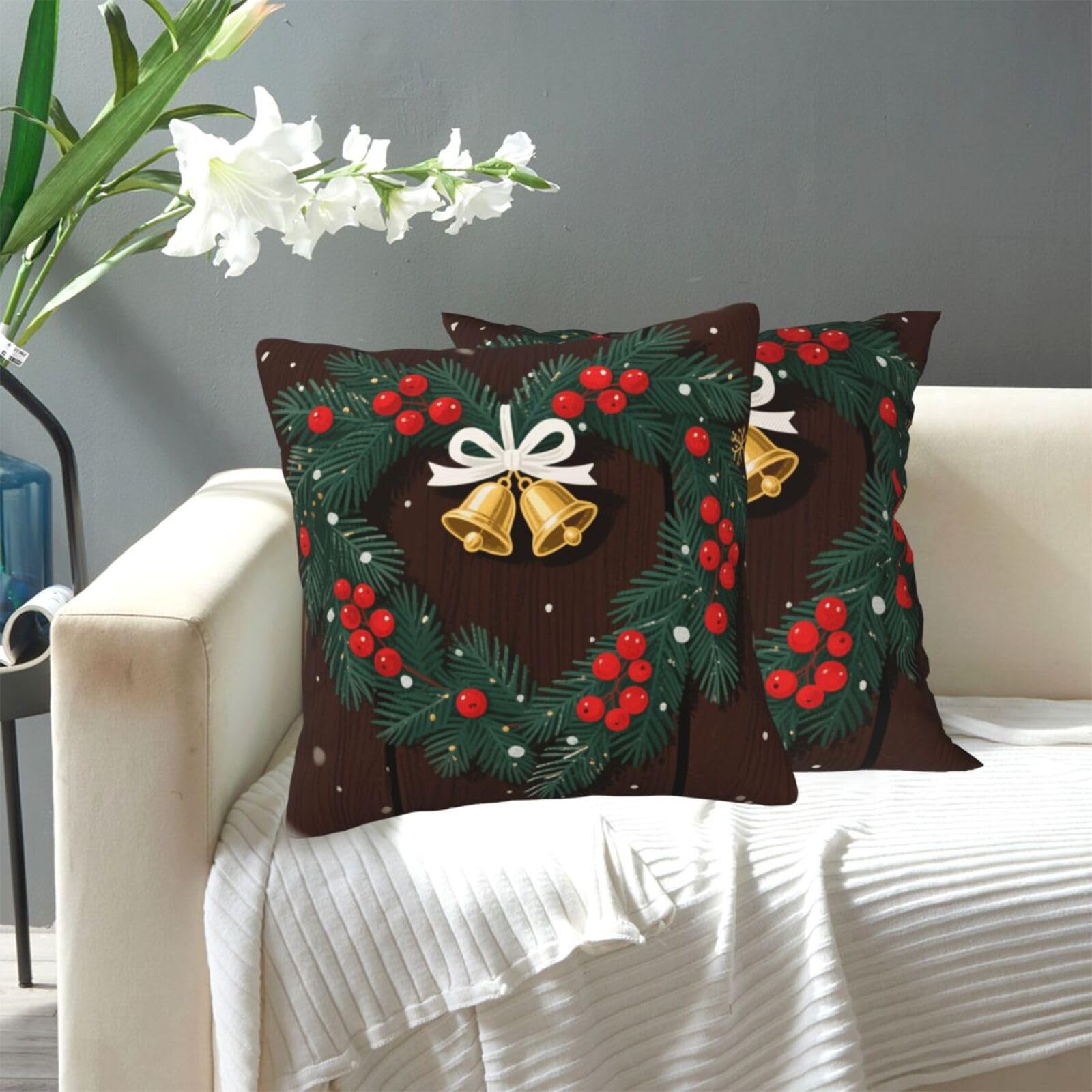 FekiLoot Decorative Throw Pillow Covers Modern Farmhouse Pillowcase Double Sided Cozy Cushion Cover for Sofa Couch Bed 12"X12" Merry Christmas