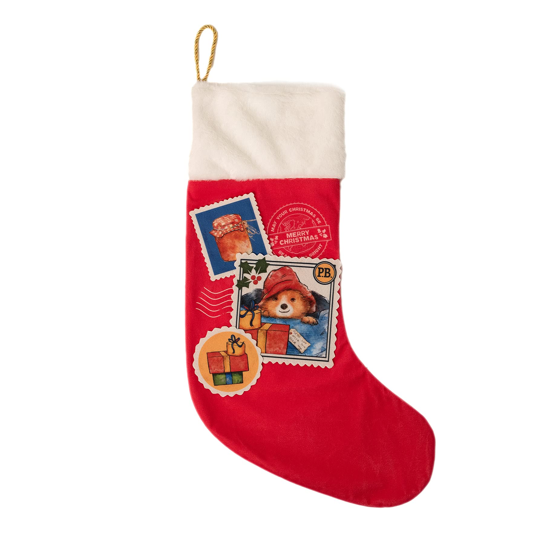 Chaussette de Noël Paddington avec étiquette en bois personnalisable pour enfant