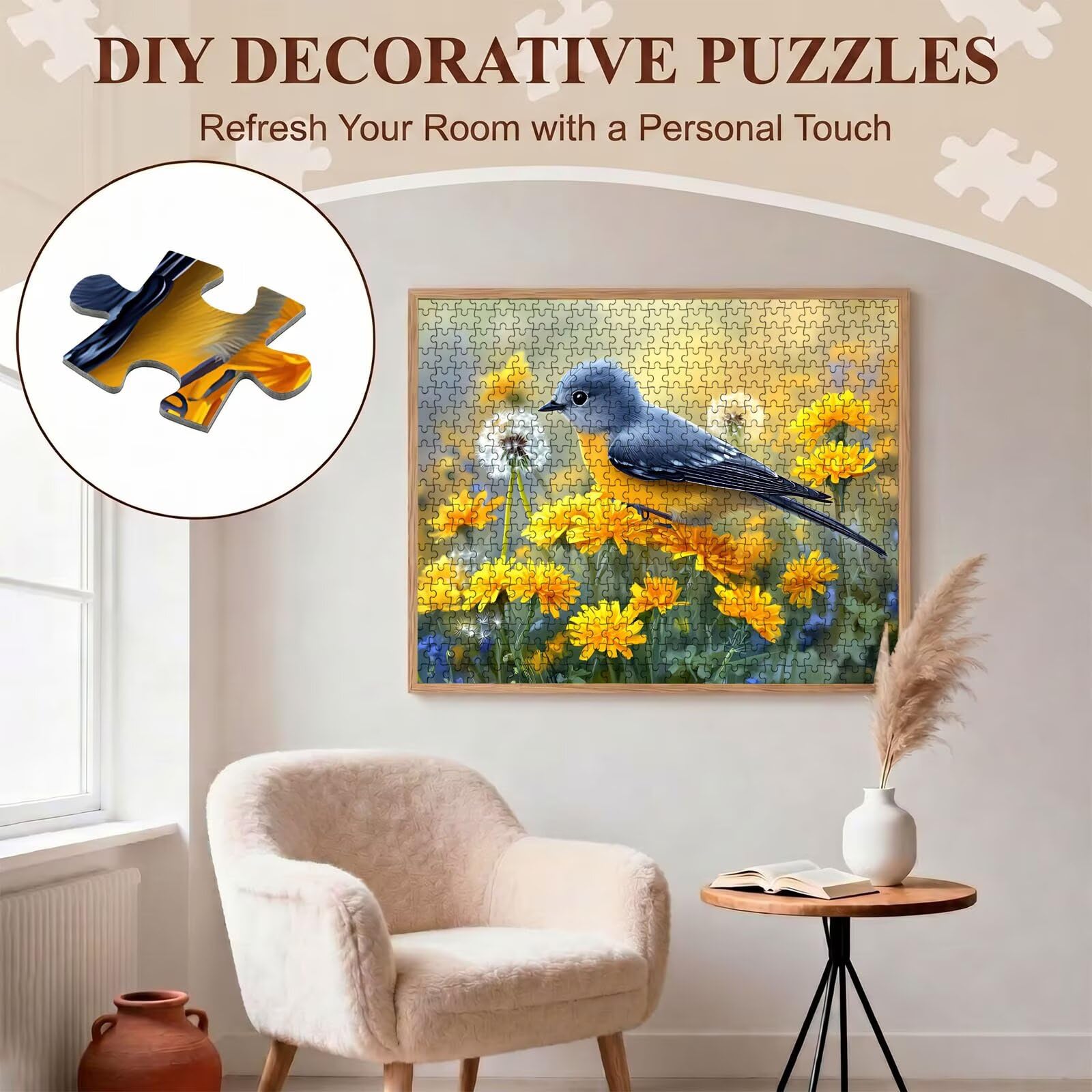fiore uccello Puzzle 3000 Pezzi per Adulti, Puzzle in Legno - Collezione Classica con Poster Incluso - Sfida di Concentrazione e Passatempo Antistress, Gioco Educativo per Famiglia, 122 x 81 cm f0-362