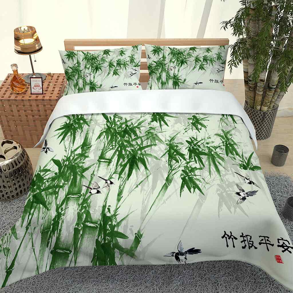 クリーム色と緑の模様の布団2枚セット sheet-03008-1a.jpg