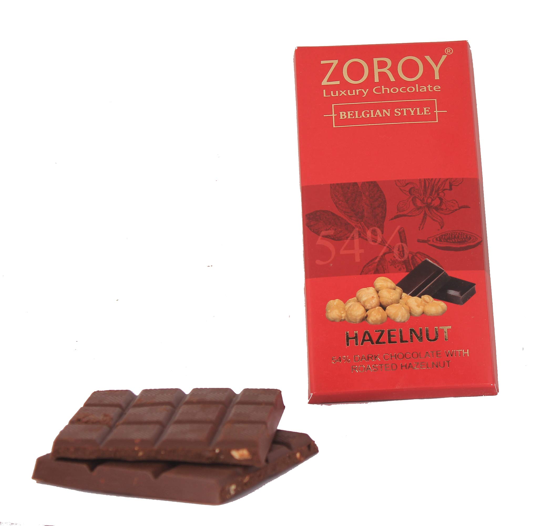 ZOROY Luxury Chocolate Belgian Chocolate Bar | Pure Couverture Dark Hazelnut Chocolate bar | Cooking chocolate | Belgium Chocolate | Vegan | 100 grams