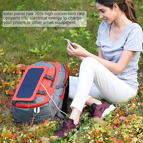 Miniatura 3 de Mochila de senderismo para ciclismo, mochila solar para camping, mochila de viaje de carga, bolsa de hombro para ciclismo, senderismo, camping, Rojo