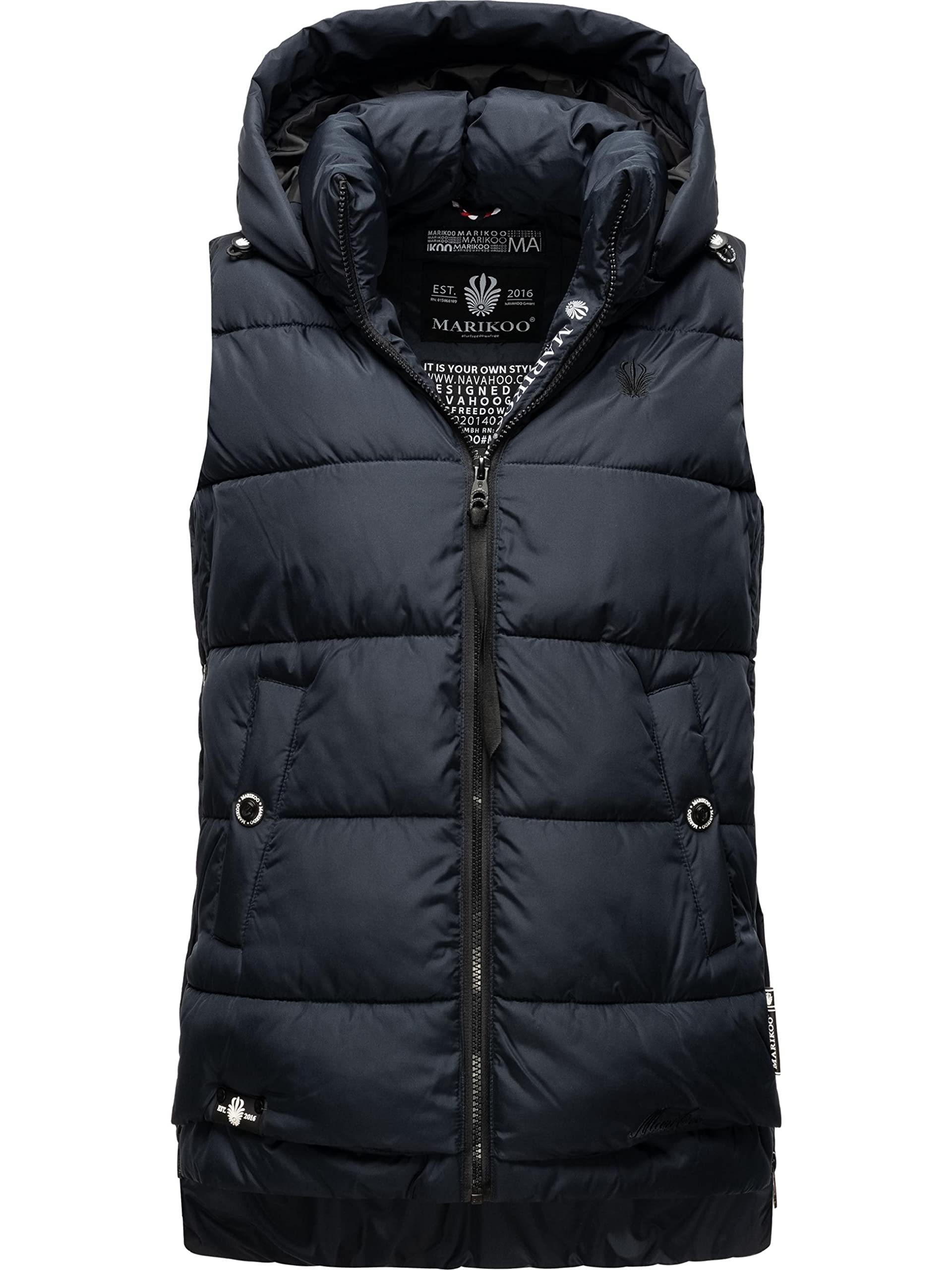 Marikoo Women's Navy Zarinaa Warm Winter Quilted Vest With Hood Xs - Xxl, Xl