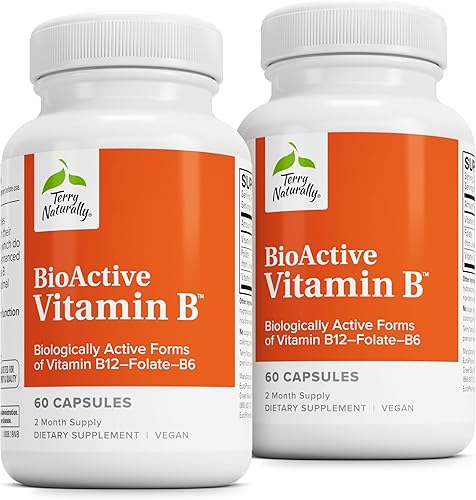 Terry Naturally BioActive Vitamina B Ayuda a la salud del corazón con vitaminas B bioactivas Suplemento con folato y calcio Vitamina del complejo