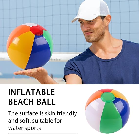 Rainbow Inflatable Ball - Beach and Pool Toy Set, Outdoor Inflatable Water Ball Toy | Colorful Interactive Beach Ball for Kids, Water Playing Ball for Playground, Swimming Pool Party Fun