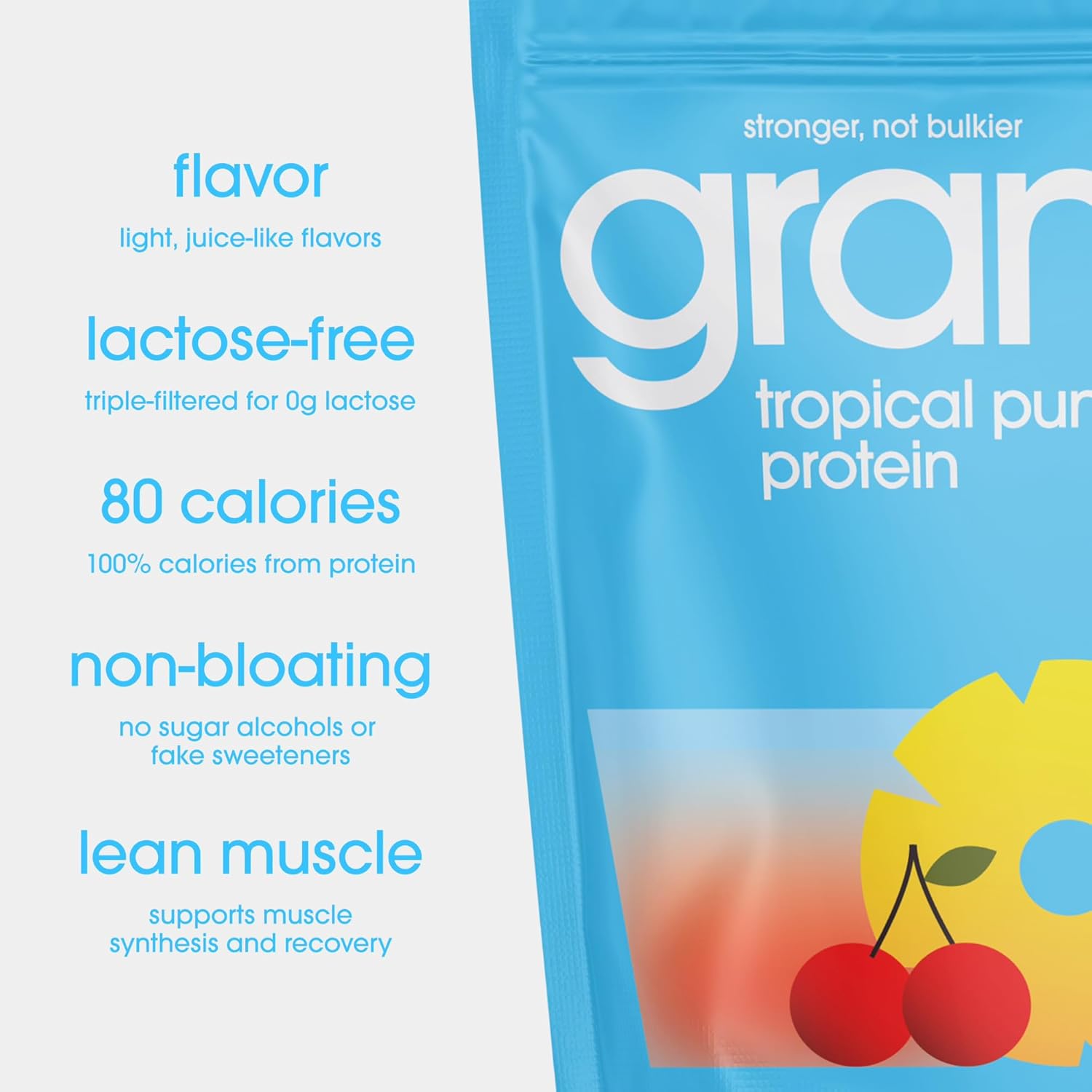 GRAMMS Clear Protein Powder, Tropical Punch | 20g Protein Grass-Fed Whey Isolate, Zero Sugar, Zero Lactose, Non-Bloating, Non-GMO, Protein for Women (18 Servings) - Image 3