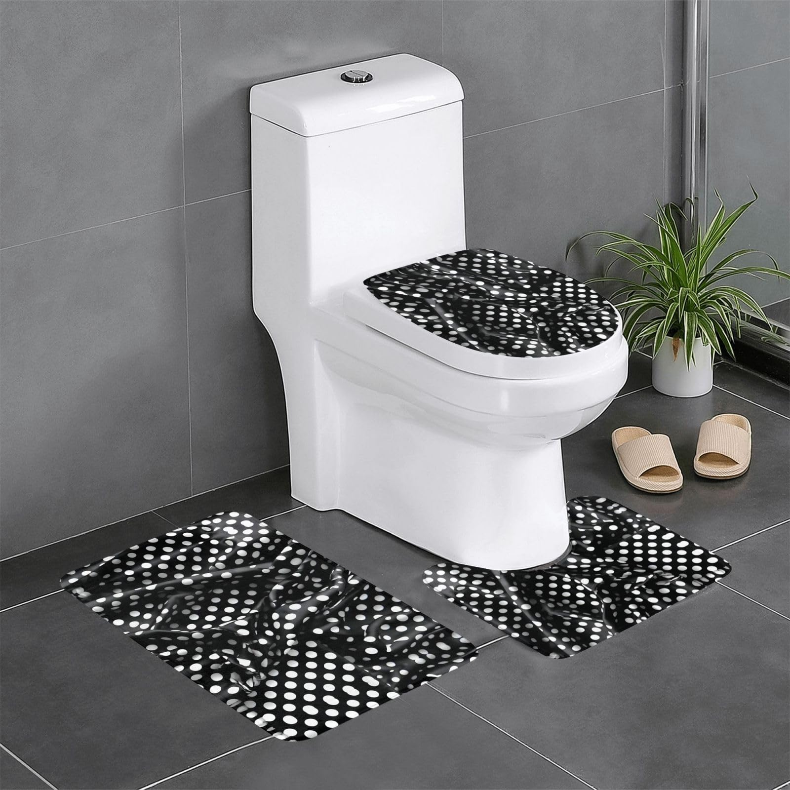 Tapis de salle de bain antidérapants lot de 3 tapis de contour toilettes