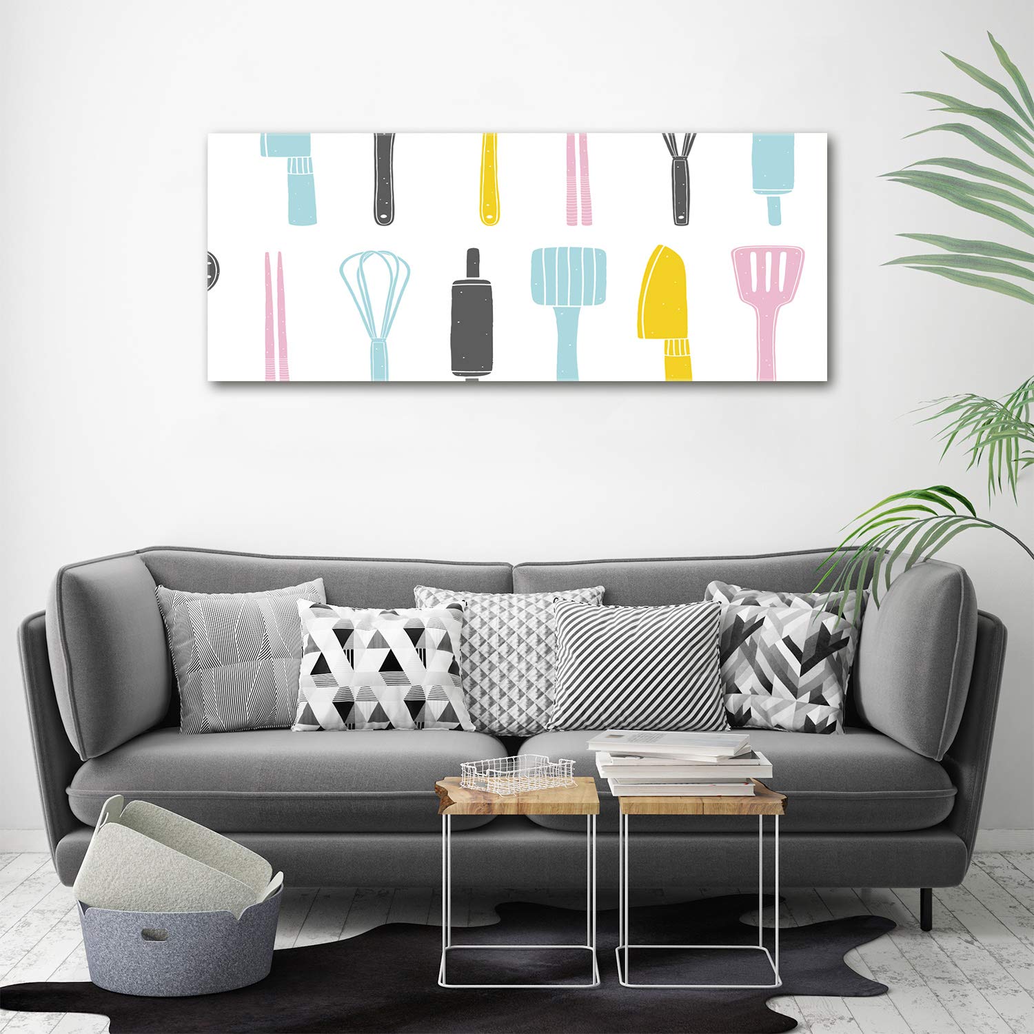 Tulup Tirages sur toile - art mural - tirages sur toile - thème d'image - 125x50 cm - Nourriture et boissons - Multicolore - Ustensiles De Cuisine
