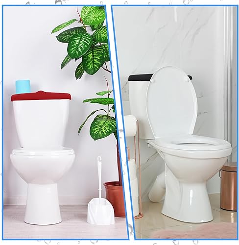 Miniatura 6 de Hoolerry 4 fundas universales para tapa de tanque de inodoro, repuesto suave y absorbente con parte inferior elástica para accesorios de decoración