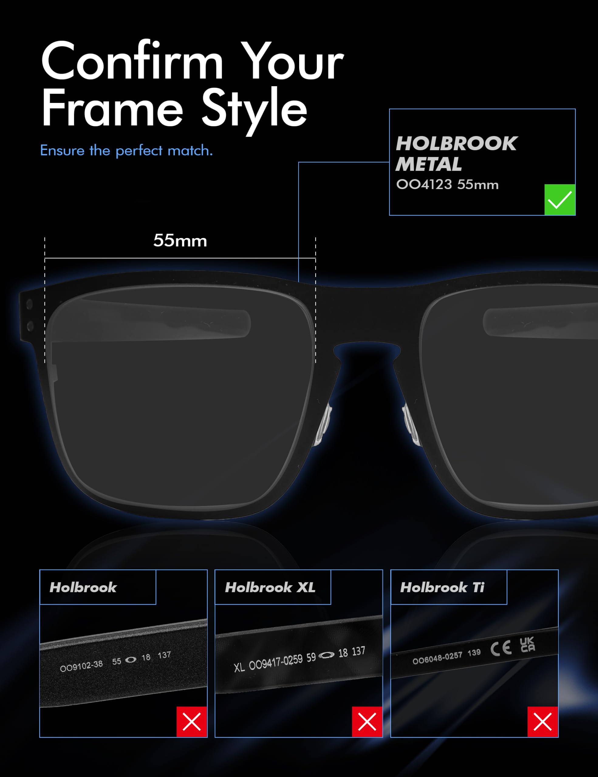 Saucer Lentilles de rechange de qualité supérieure et tournevis H20 et embouts de nez pour lunettes de soleil Oakley Holbrook Metal OO4123