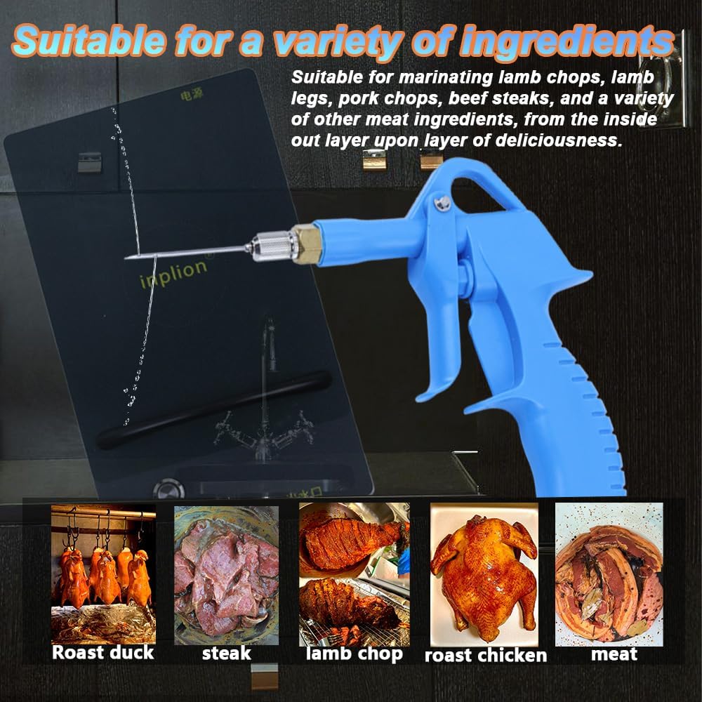 Electric Meat Injector Gun, 60W Electric Marinade Injector Syringe with 5 Stainless Steel Needles for BBQ Grill Roast Turkey Pork Beef Home Commercial Use