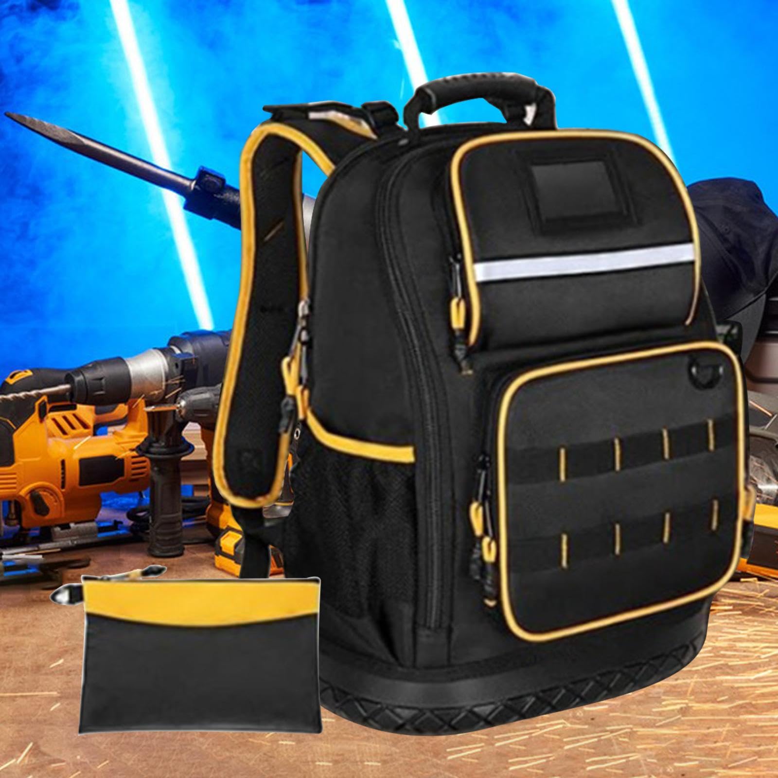 Zaino Portautensili per Elettricisti, Borsa Organizer Spaziosa 12.5x7x18 pollici Tessuto Oxford Resistente per Utensili Manuali ed Elettrici, Fai da Te, Lavori