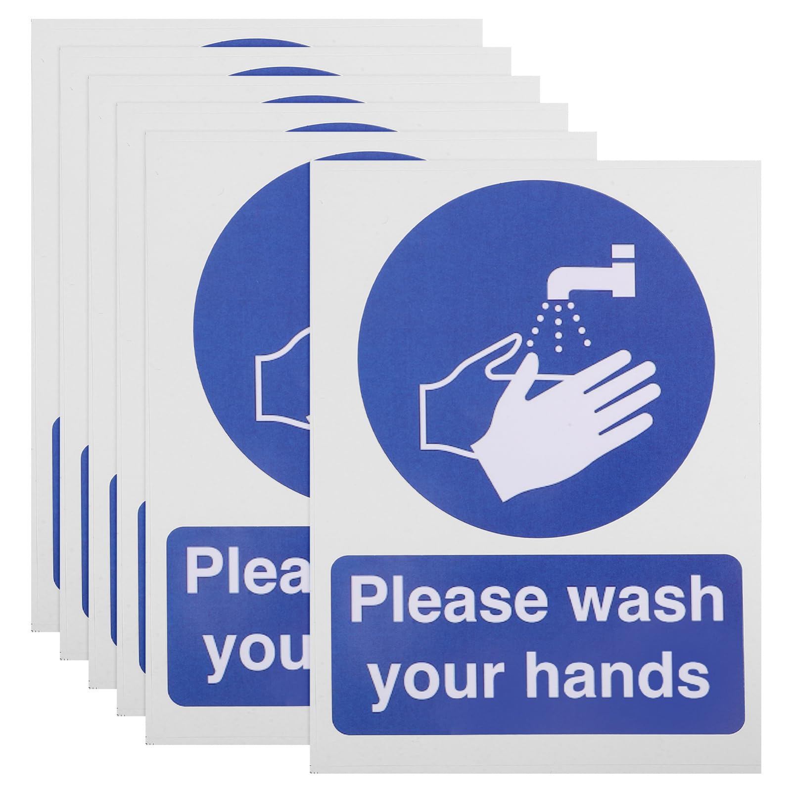 Tofficu 6 Pcs Please Wash Your Hands Sign Stickers Self-adhesive Wash Your Hand Decal Employees Hand Washing Sign for Indoor and Outdoor
