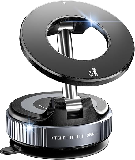 CloudValley Magnetic Car Phone Mount, [Compatible with MagSafe] 360° Adjustable Foldable Holder for Dashboard, 80LBS Sucti...