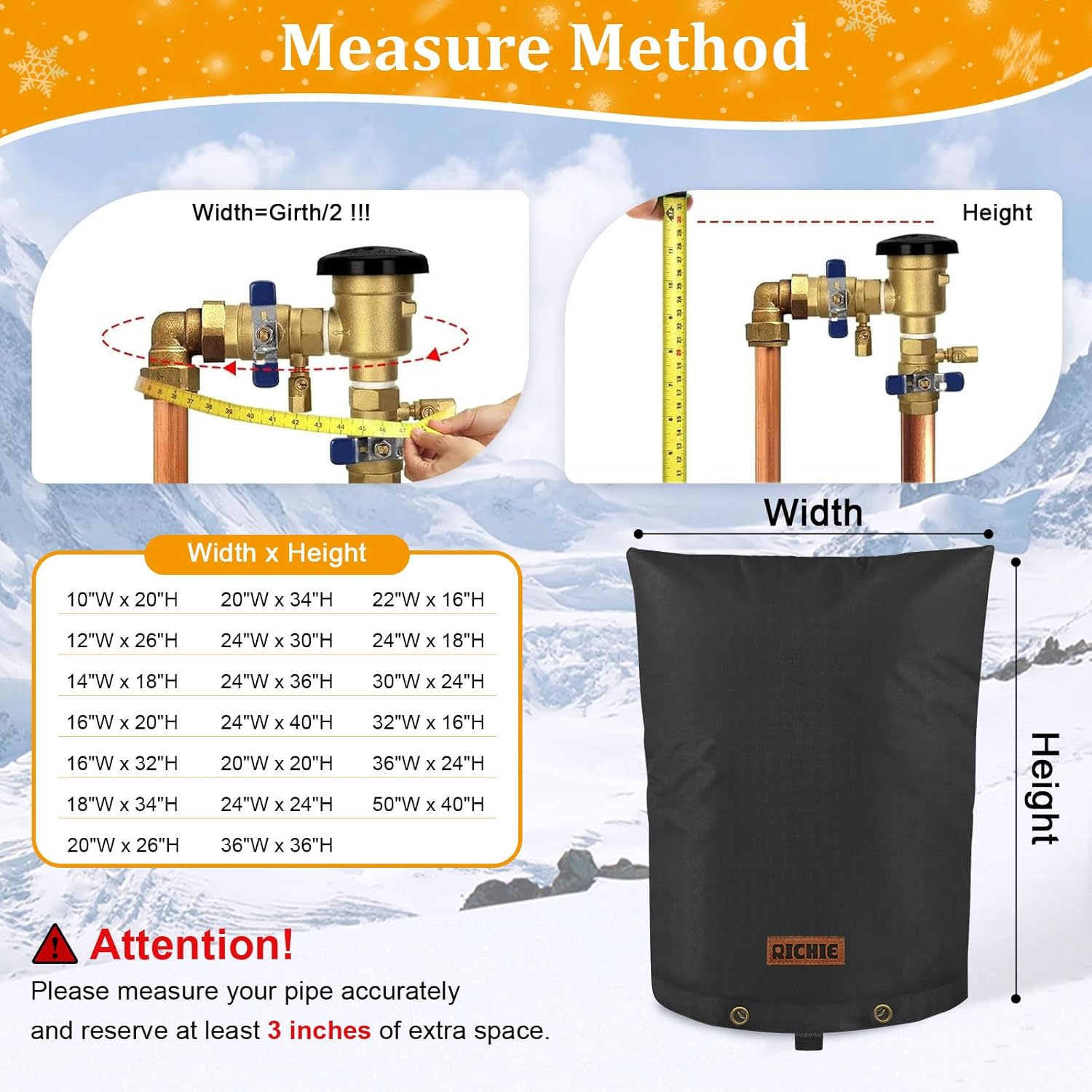 RICHIE Backflow Preventer Cover (5°F) Heavy-Duty 5-Layer Insulated Enclosure, Freeze & All-Weather Protection for Outdoor Pipe, Irrigation Sprinkler Valve, Well Water Pump & PVB, 16" Wx20 H Black
