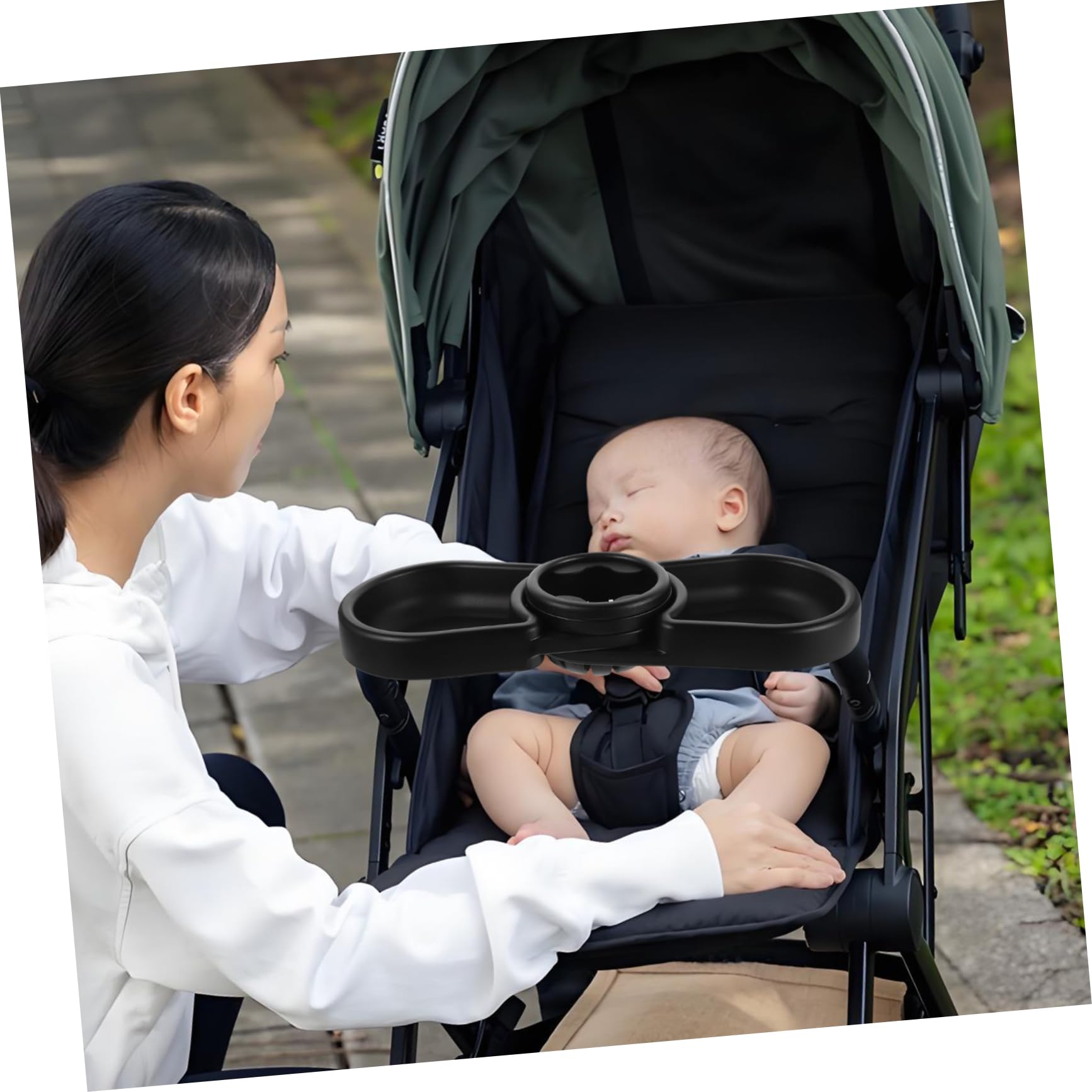 Mikinona Plateau de Collation pour Poussette Plateau Déversement avec Porte Gobelet Détachable Accessoire Pratique et Hygiénique pour Garçon Fille