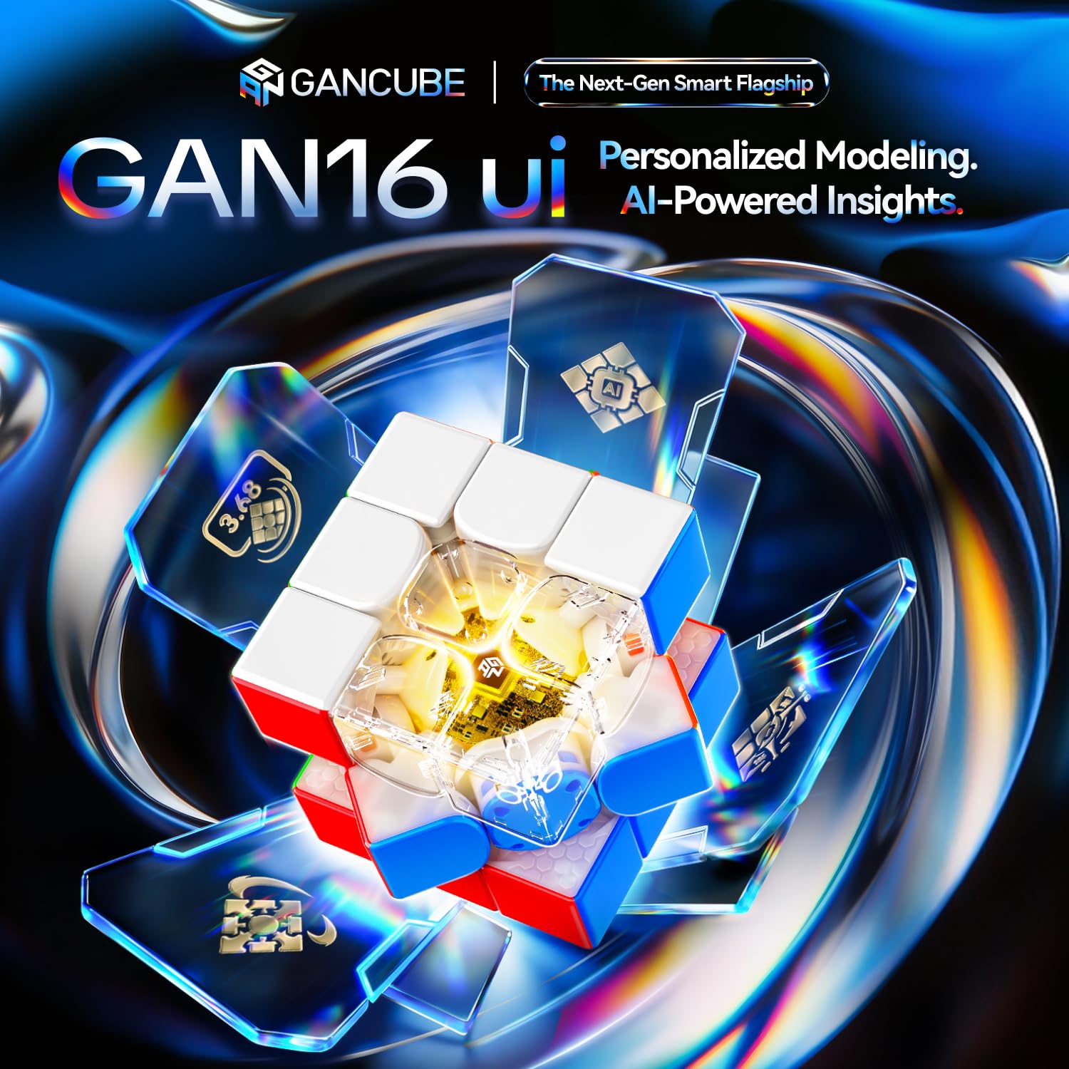 GAN 16 ui Maglex Max UV Zauberwürfel 3x3, Magnetisch Smart Speed Cube | Prifo Speedcube mit KI-Analyse & Personalisierter Modellierung, Geeignet für Kinder & Erwachsene, Geschenke, Weihnachten