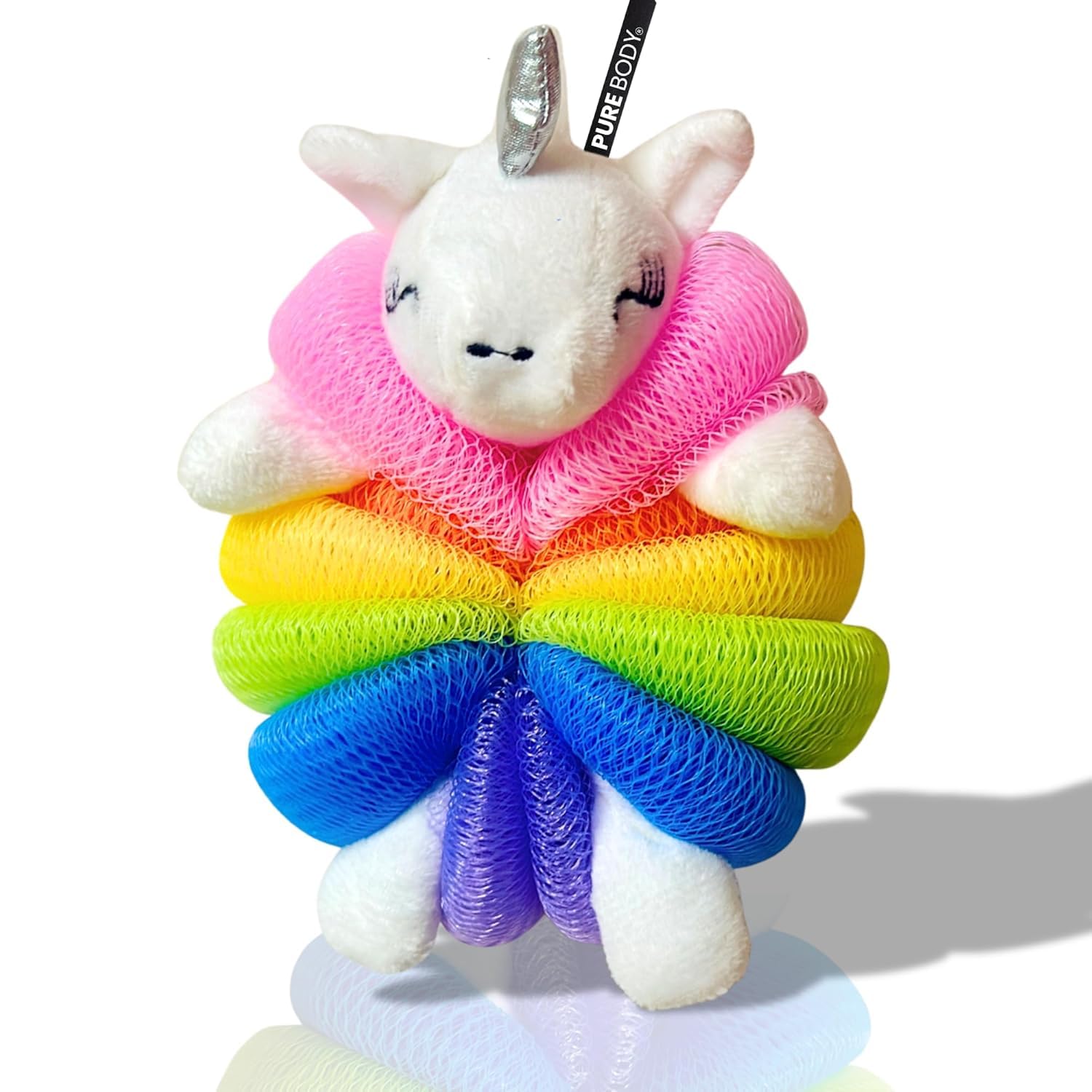 Cute Bath Sponge Loofah - Soft Mesh Body Pouf, Gentle Shower Sponges with Hanging Rope