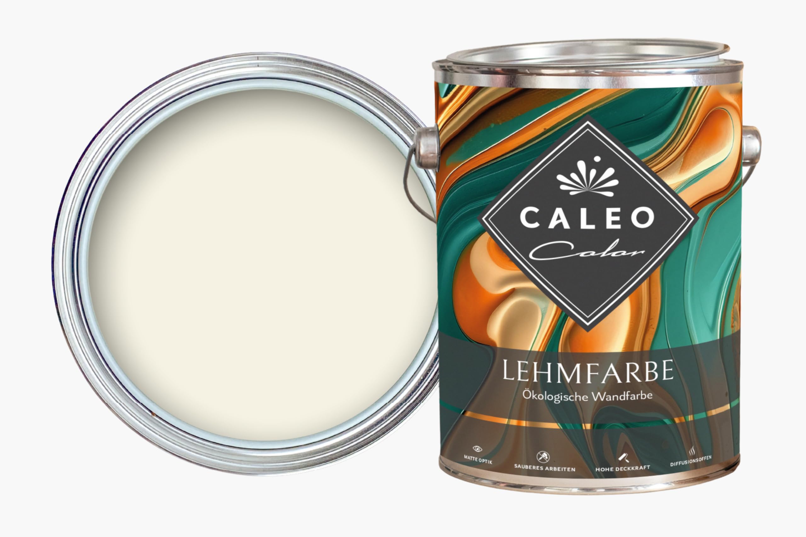 Caleo Color Pintura de pared ecológica para salón y demás – Alta cobertura, sin goteo, inodora (blanco natural, 5 litros)
