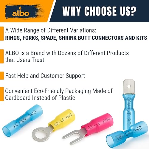 Miniatura 6 de Kit de 200 conectores de pala termorretráctiles macho y hembra, terminales eléctricos impermeables AWG 12-10, conectores de terminales de cable