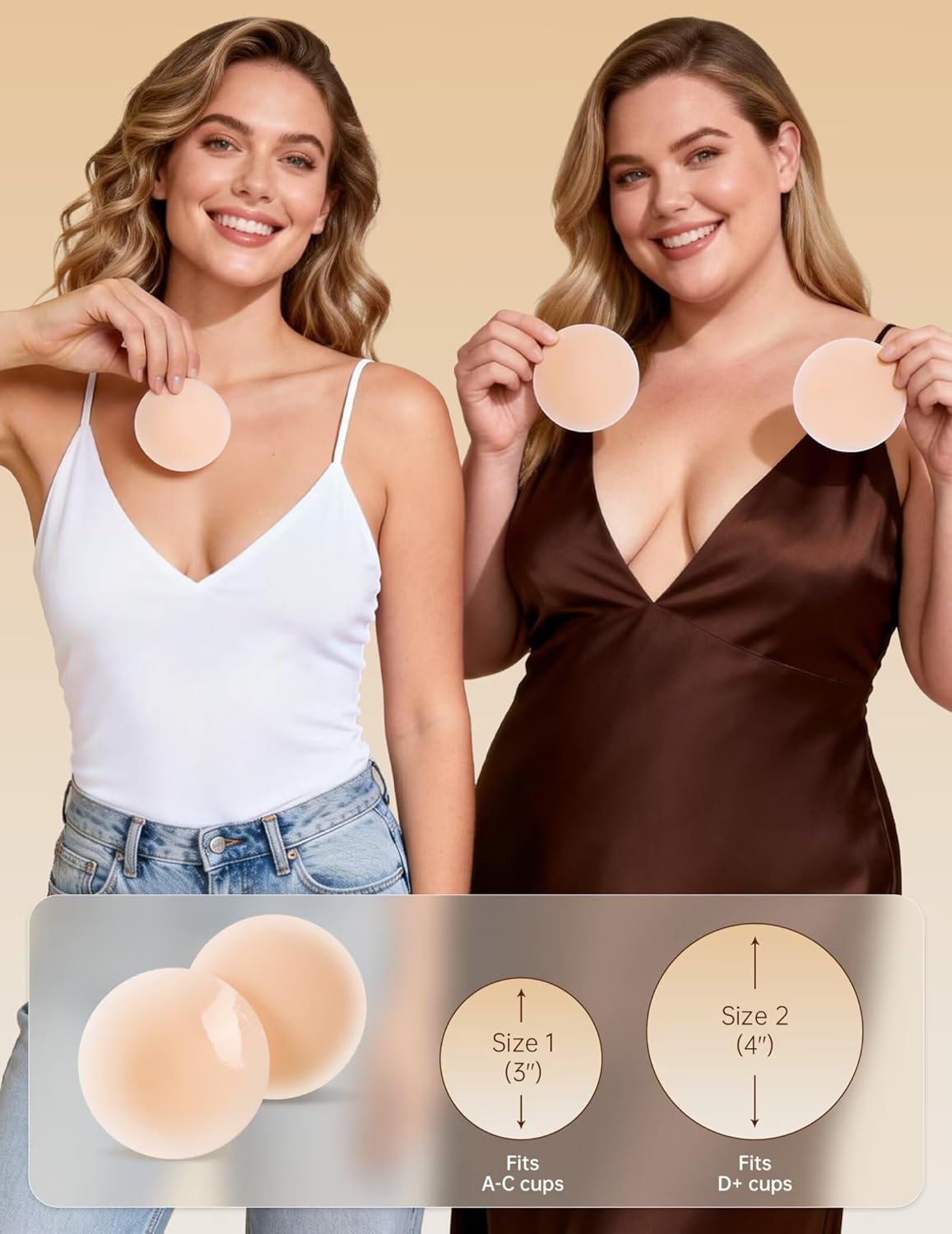 Vertvie Nipple Covers for Women Sticky Bra Reusable Adhesive Silicone Pasties Cover No Show Seamless Washable Breast Petals - Image 2