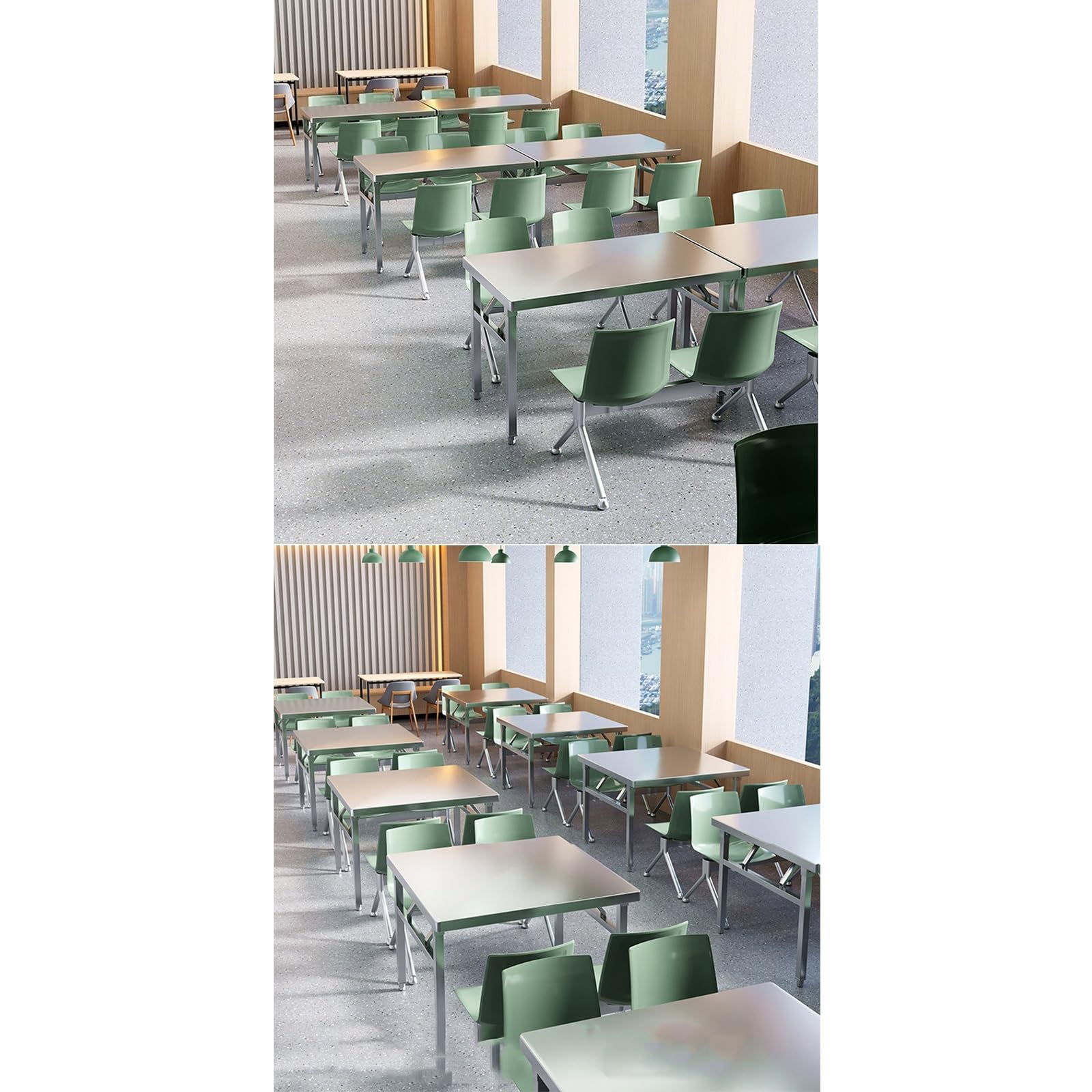 Tavolo da Lavoro in Metallo per Sala da Pranzo Gambe del Tavolo Ispessite Angoli Arrotondati Design Pieghevole a Molla Piedi Arrotondati Silenziosi