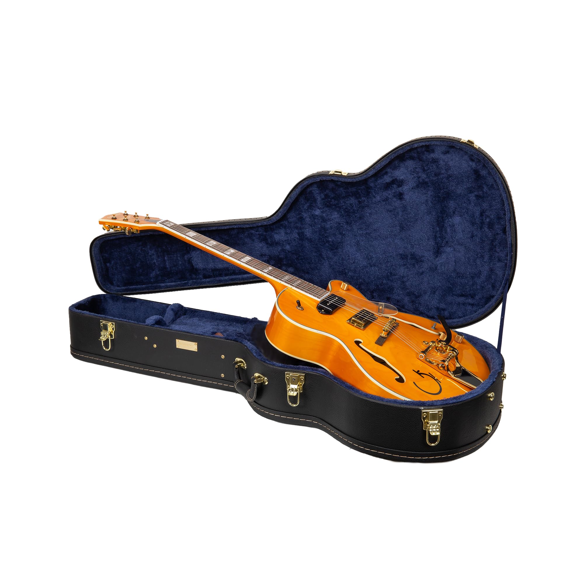 Crossrock Drewniana walizka na gitary elektryczne, 40,6 cm, Archtop/Hollow Body/Jazz – pasuje do Gretsch Electromatic, Ibanez, Epiphone, Gibson ES, czarna (CRW620JA16BK)